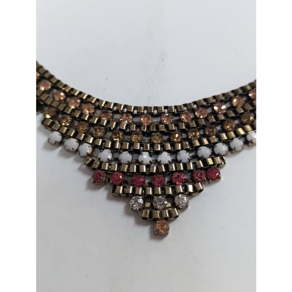 Funky Vintage Fashion Necklace Collar Style Multicolor Faux Stone Gradient